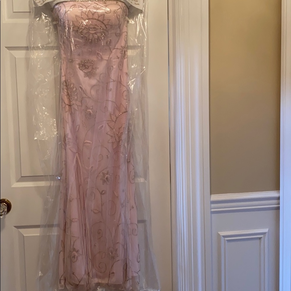 Formal strapless pink beaded dress - size 0